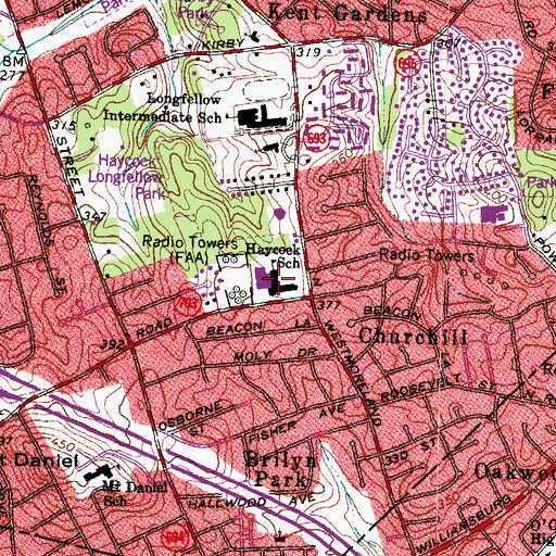Topographic Map of Haycock Elementary School, VA