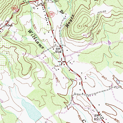Topographic Map of Hayes Branch, VA