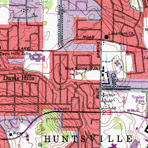 Topographic Map of Church of Christ, AL