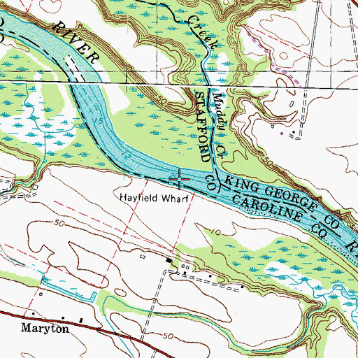 Topographic Map of Hayfield Wharf, VA