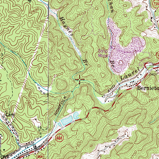 Topographic Map of Haynes Branch, VA
