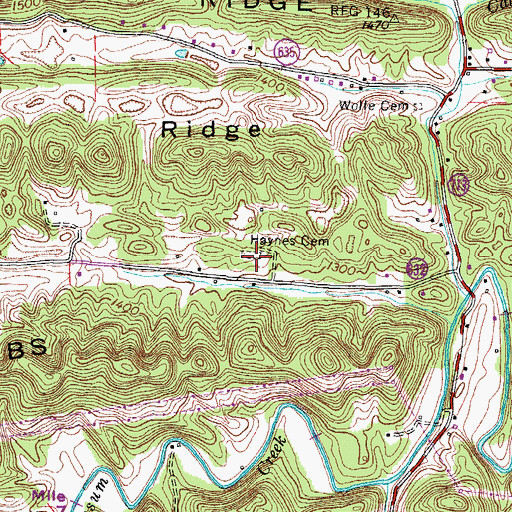 Topographic Map of Haynes Cemetery, VA