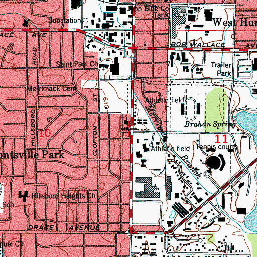 Topographic Map of Church of Christ, AL