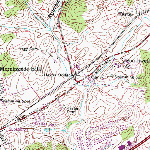 Topographic Map of Hayter Bridge, VA