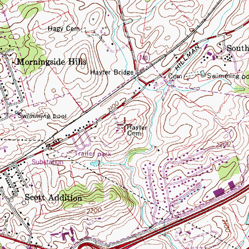 Topographic Map of Hayter Cemetery, VA