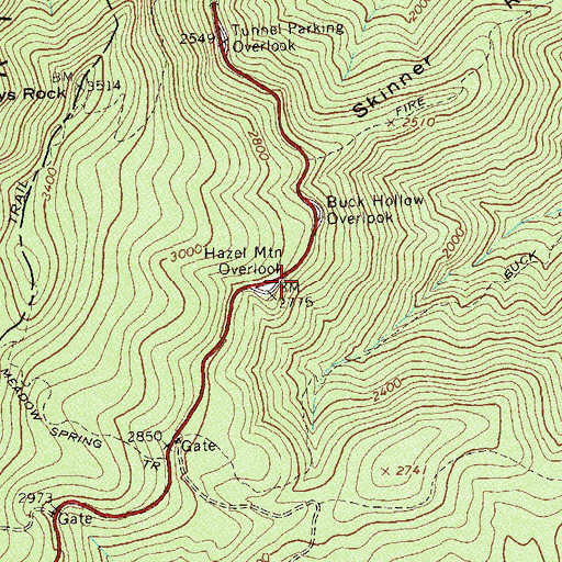 Topographic Map of Hazel Mountain Overlook, VA