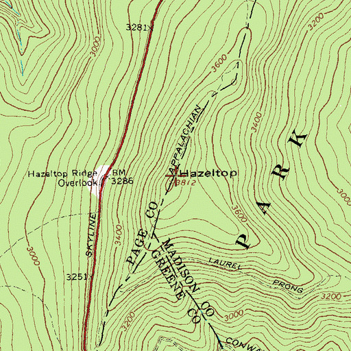 Topographic Map of Hazeltop, VA