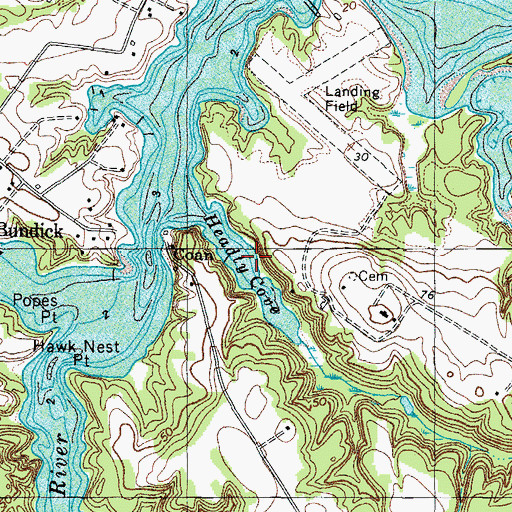 Topographic Map of Headly Cove, VA