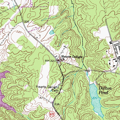 Topographic Map of Hearts Delight Church, VA