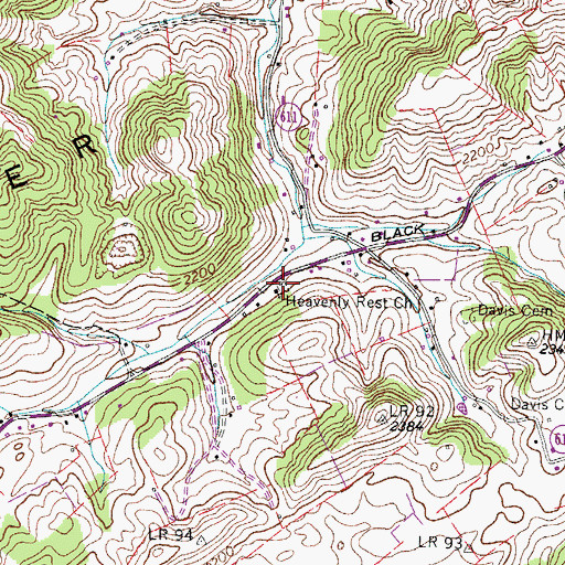 Topographic Map of Heavenly Rest Church, VA