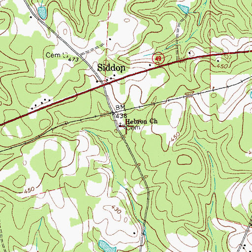 Topographic Map of Hebron Church, VA