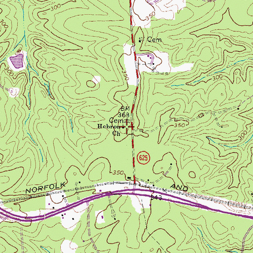 Topographic Map of Hebron Church, VA