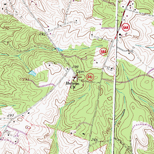 Topographic Map of Hebron Church, VA