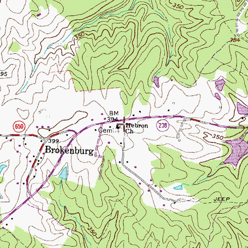 Topographic Map of Hebron Church, VA