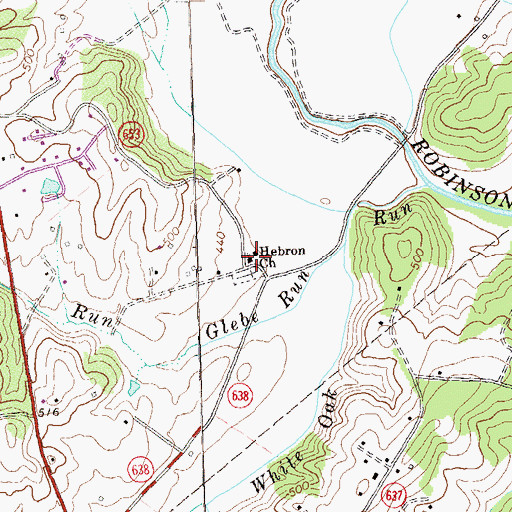 Topographic Map of Hebron Lutheran Church, VA