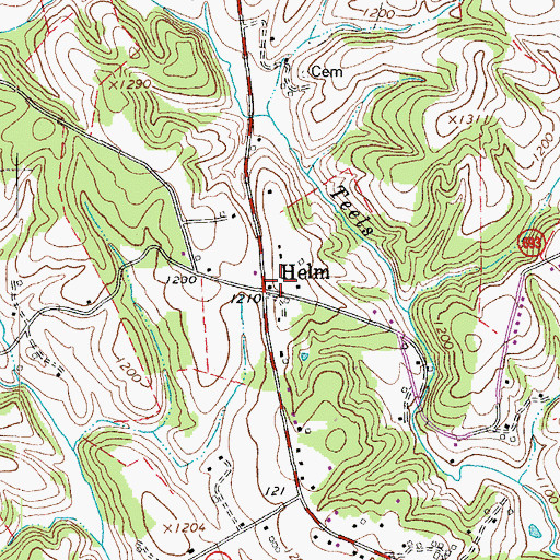 Topographic Map of Helm, VA
