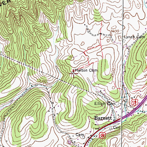 Topographic Map of Helton Cemetery, VA