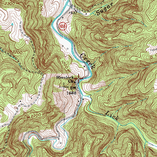 Topographic Map of Hemlock Church, VA