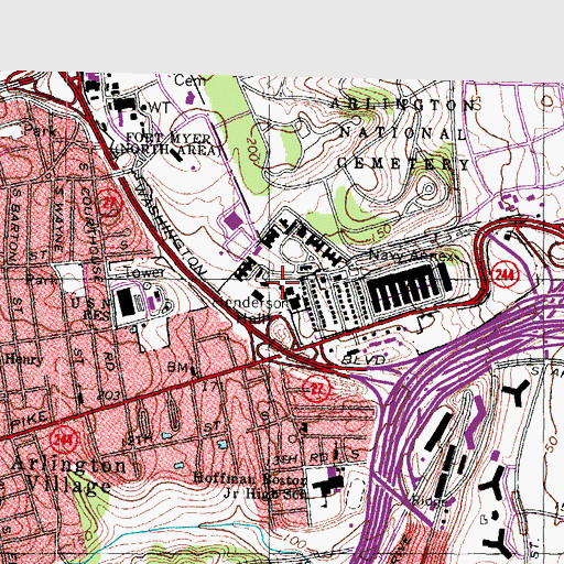 Topographic Map of Henderson Hall, VA