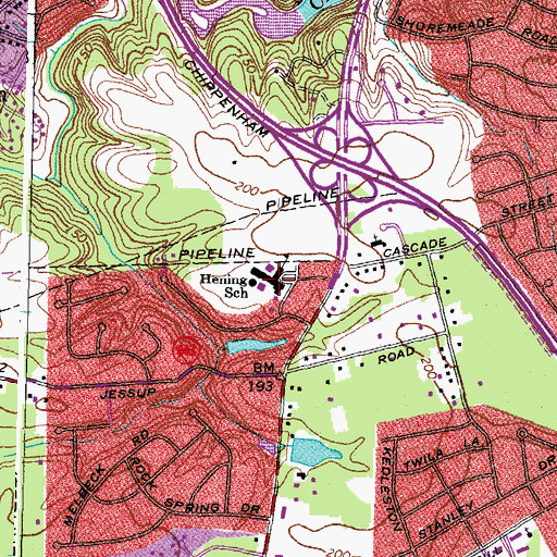 Topographic Map of J G Hening Elementary School, VA