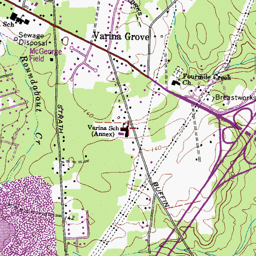 Topographic Map of Henrico Central School, VA