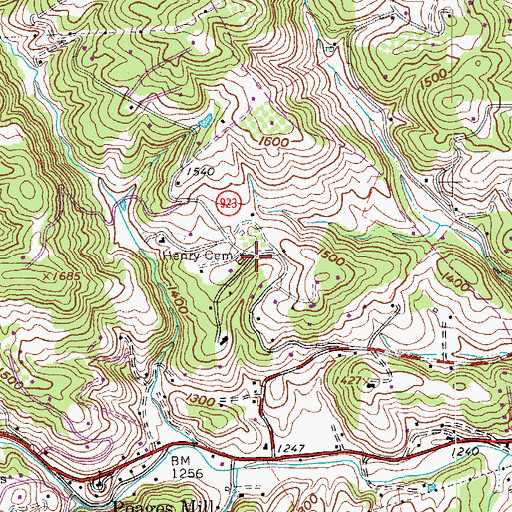 Topographic Map of Henry Cemetery, VA