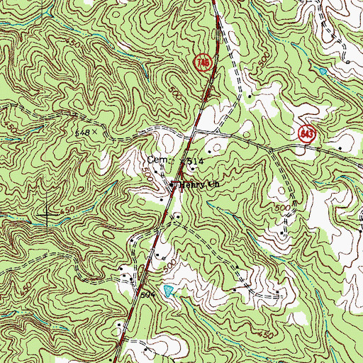 Topographic Map of Henry Church, VA