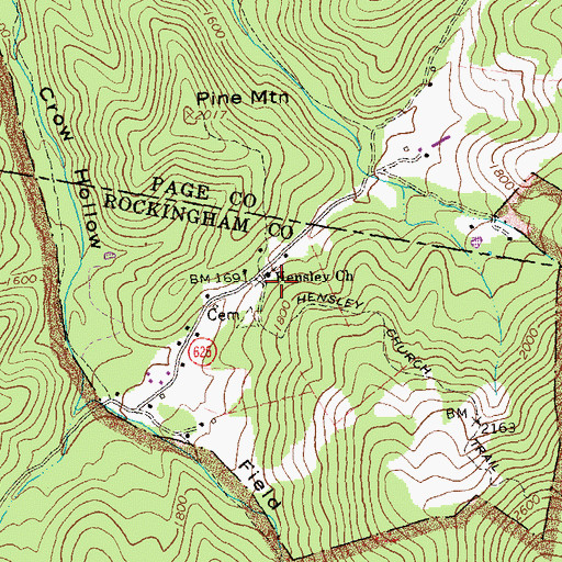 Topographic Map of Hensley Church, VA