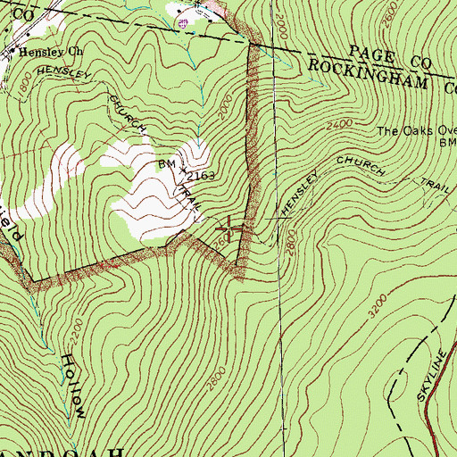 Topographic Map of Hensley Church Trail, VA