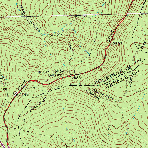 Topographic Map of Hensley Hollow Overlook, VA