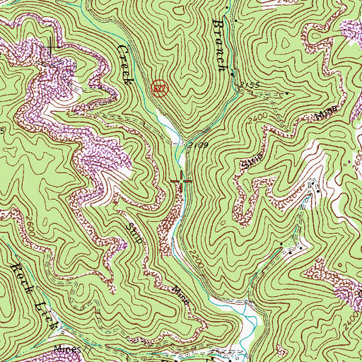 Topographic Map of Hess Creek, VA