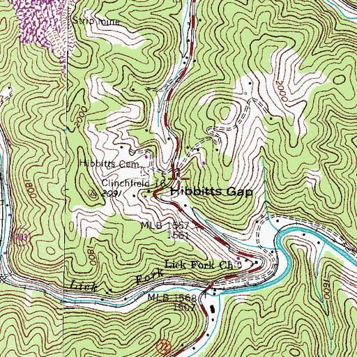 Topographic Map of Hibbitts Gap, VA
