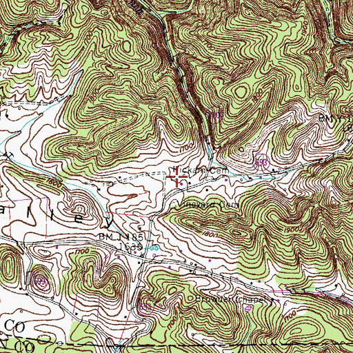Topographic Map of Hickam Cemetery, VA