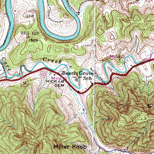 Topographic Map of Hickam Cemetery, VA