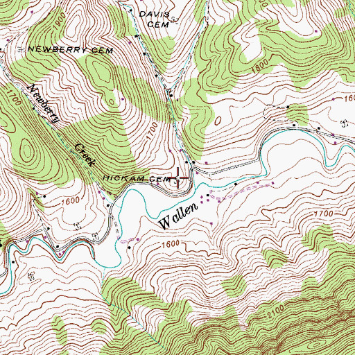 Topographic Map of Hickam Cemetery, VA