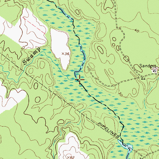 Topographic Map of Hickaneck Swamp, VA