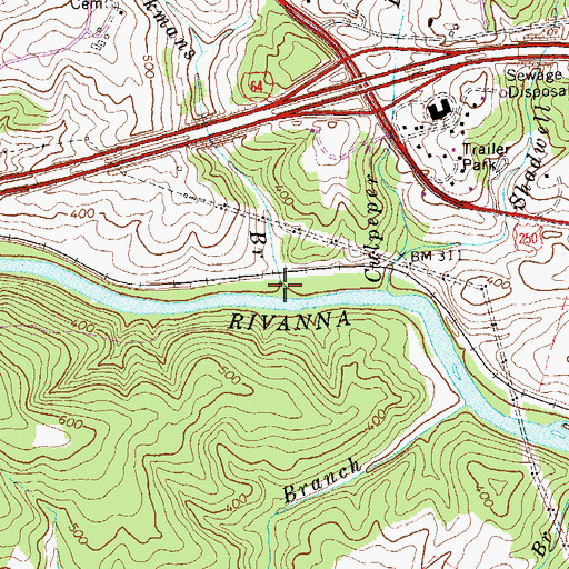 Topographic Map of Hickmans Branch, VA