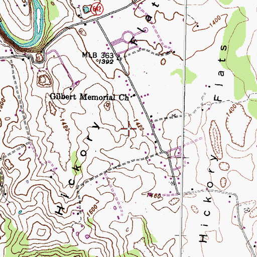 Topographic Map of Hickory Flats, VA