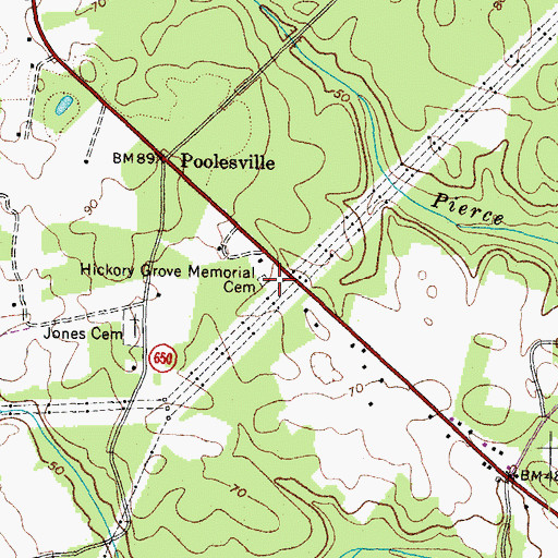 Topographic Map of Hickory Grove Memorial Cemetery, VA