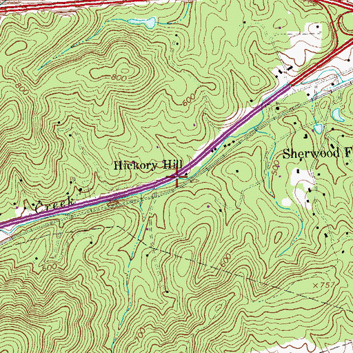 Topographic Map of Hickory Hill, VA