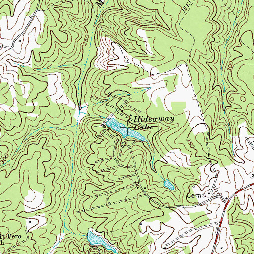 Topographic Map of Hideaway Lake, VA