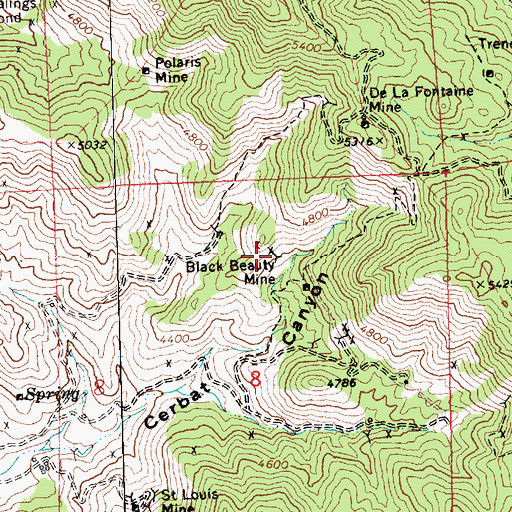 Topographic Map of Black Beauty Mine, AZ