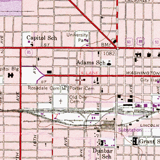 Topographic Map of Library Park, AZ