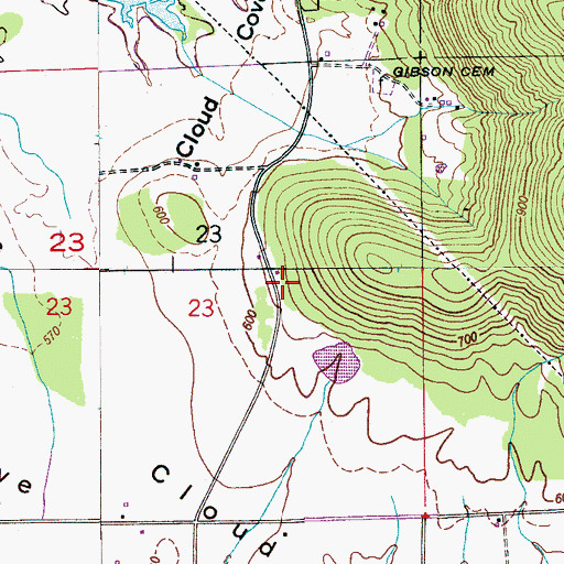 Topographic Map of Cloud Cove Church, AL