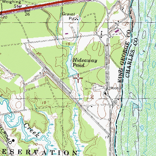 Topographic Map of Hideaway Pond, VA