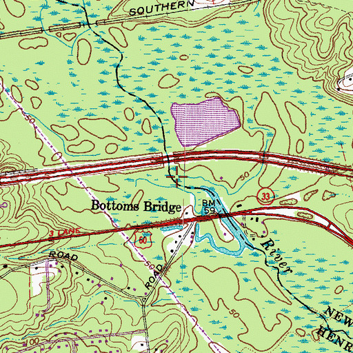Topographic Map of Higgins Swamp, VA