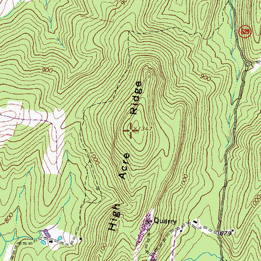 Topographic Map of High Acre Ridge, VA
