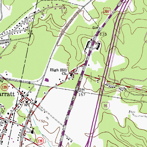 Topographic Map of High Hill Church, VA