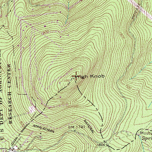 Topographic Map of High Knob, VA