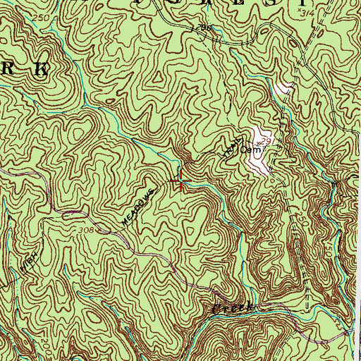 Topographic Map of High Meadows Trail, VA